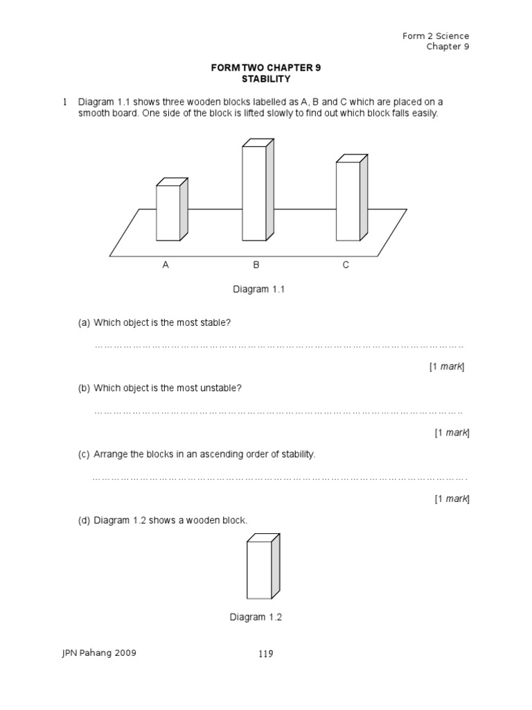 Form 2 Science: Chapter 9 Stability | PDF | Teaching Mathematics