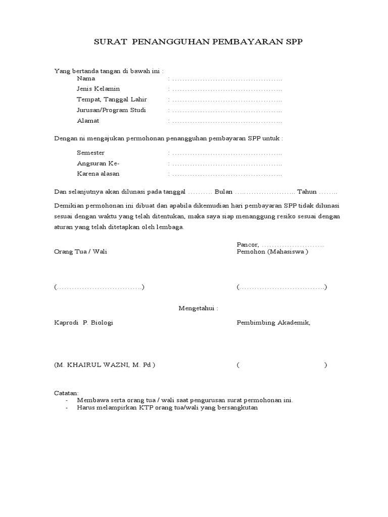 Surat Penangguhan Penangguhan Pembayaran Spp Pdf