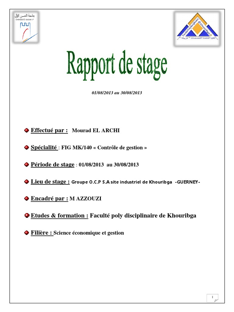 Exemple De Rapport De Stage Ofppt Secrétariat Hijaueva