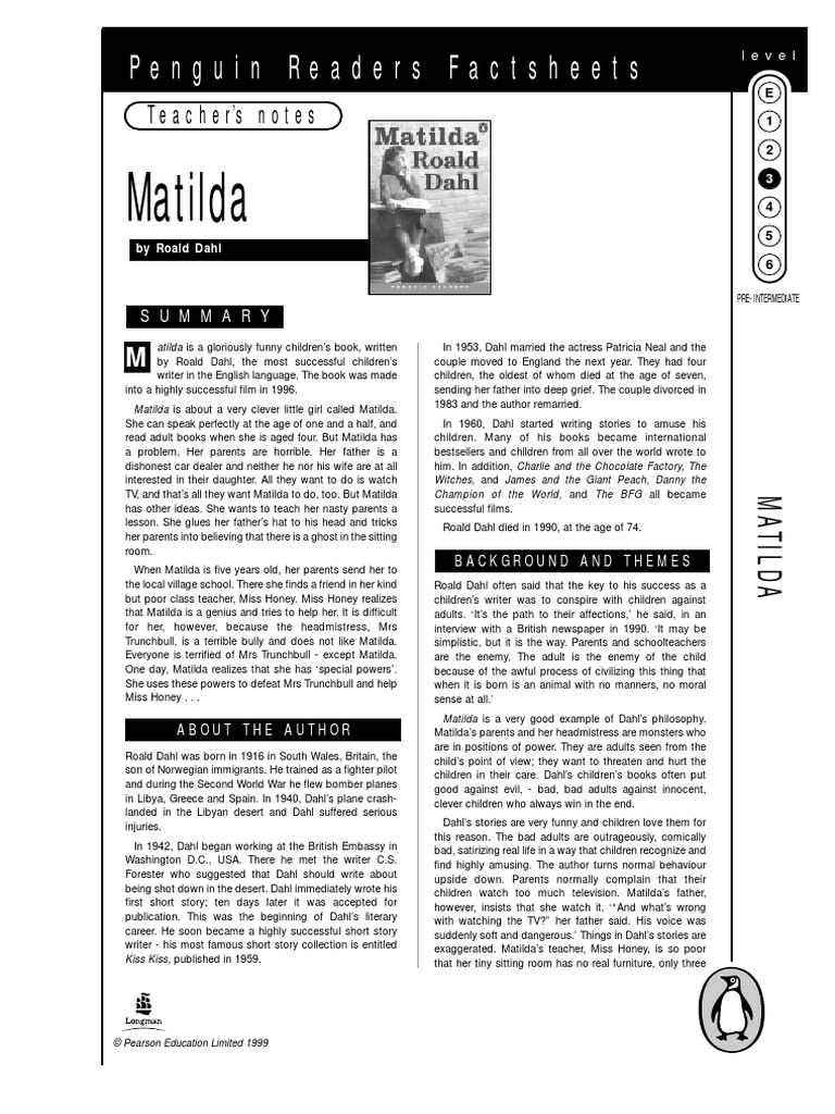 Matilda: Penguin Readers Factsheets | PDF
