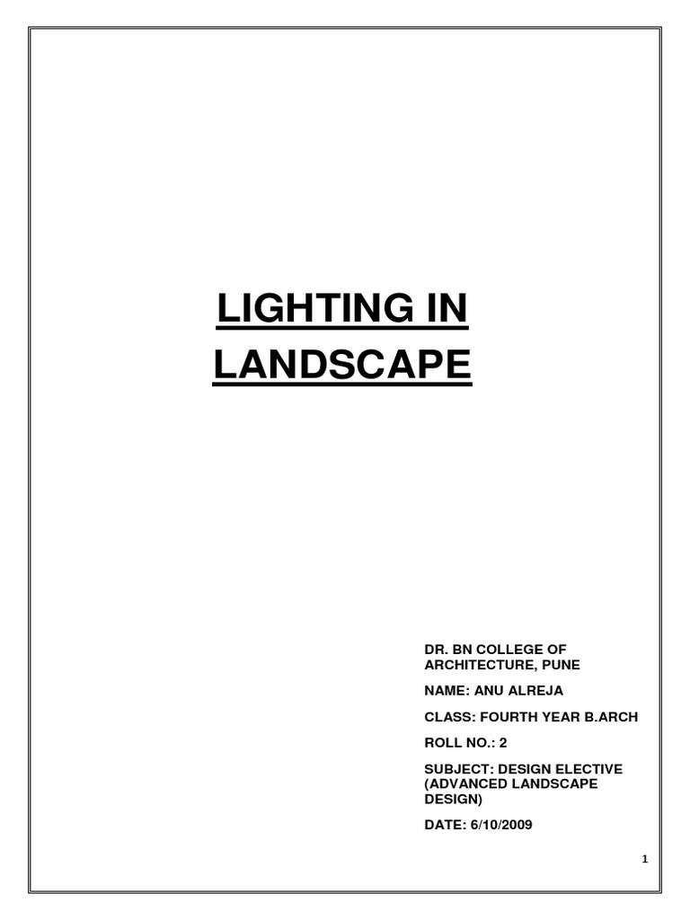 Lighting In Landscape Pdf Lighting Human Eye
