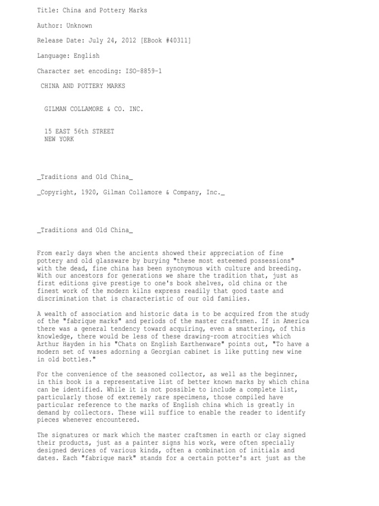 China and Pottery Marks | Porcelain | Decorative Arts