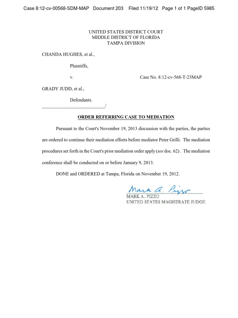 Order Referring Case To Mediation | PDF