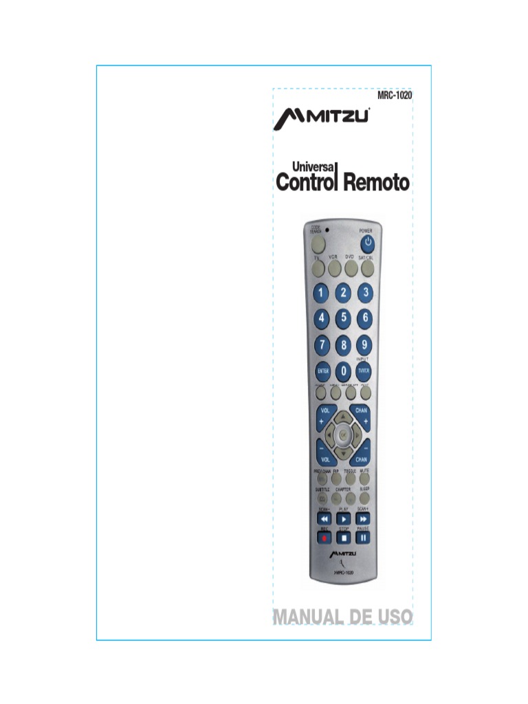Control Universal Mitzu+MRC-1020 | PDF | Control remoto | Grabadora de ...