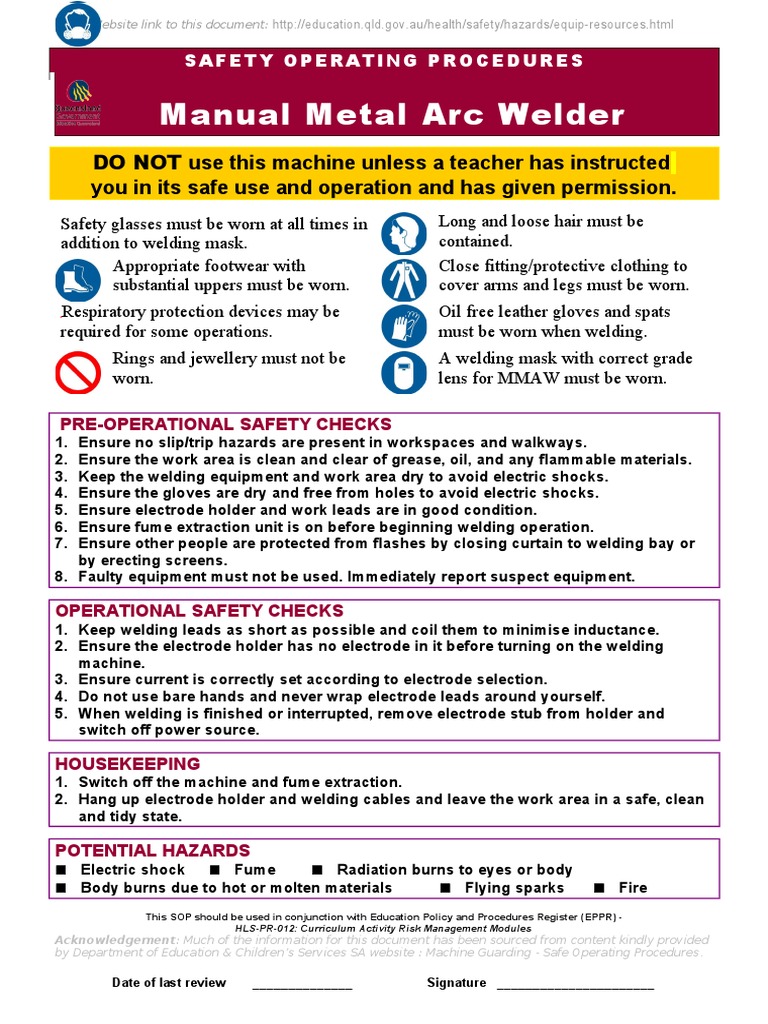 Safety Procedures for Manual Metal Arc Welding Protecting Users from
