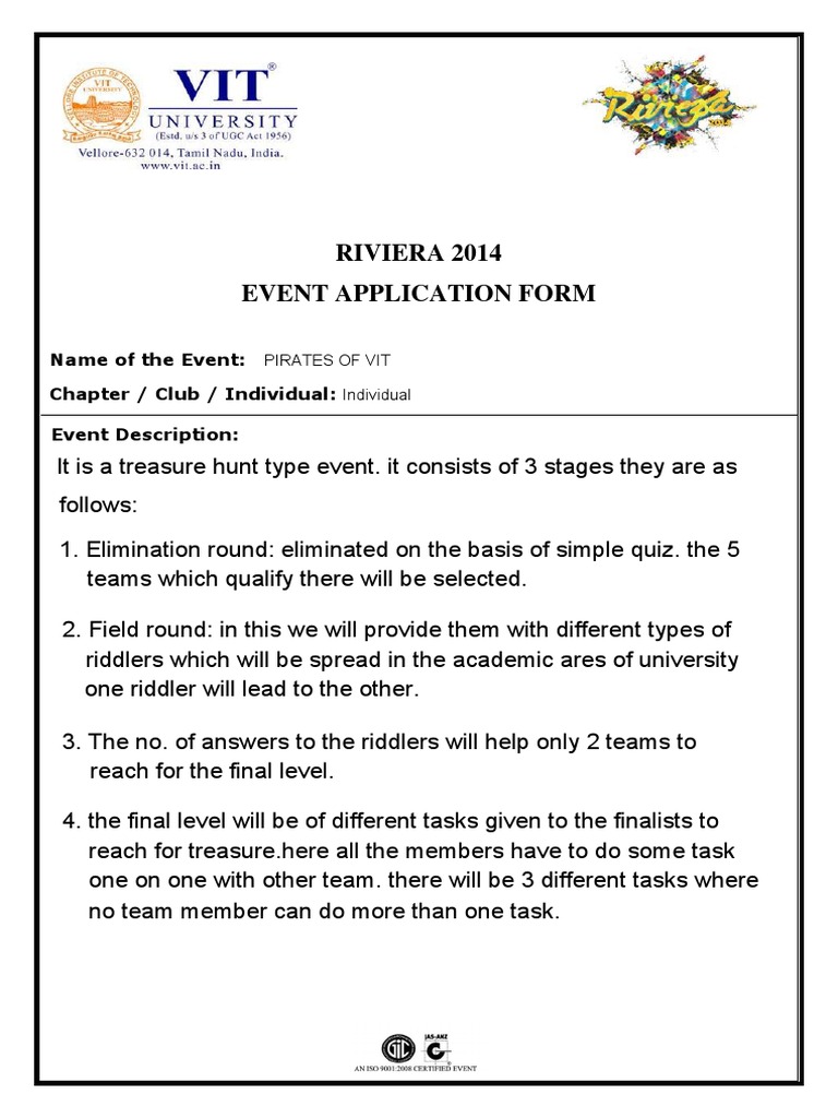 Pirates of VIT Treasure Hunt Event | PDF | Sports & Recreation