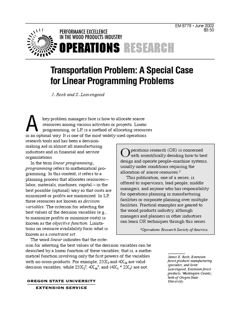 Transportation Problem A Special Case For Linear Programming Problems ...