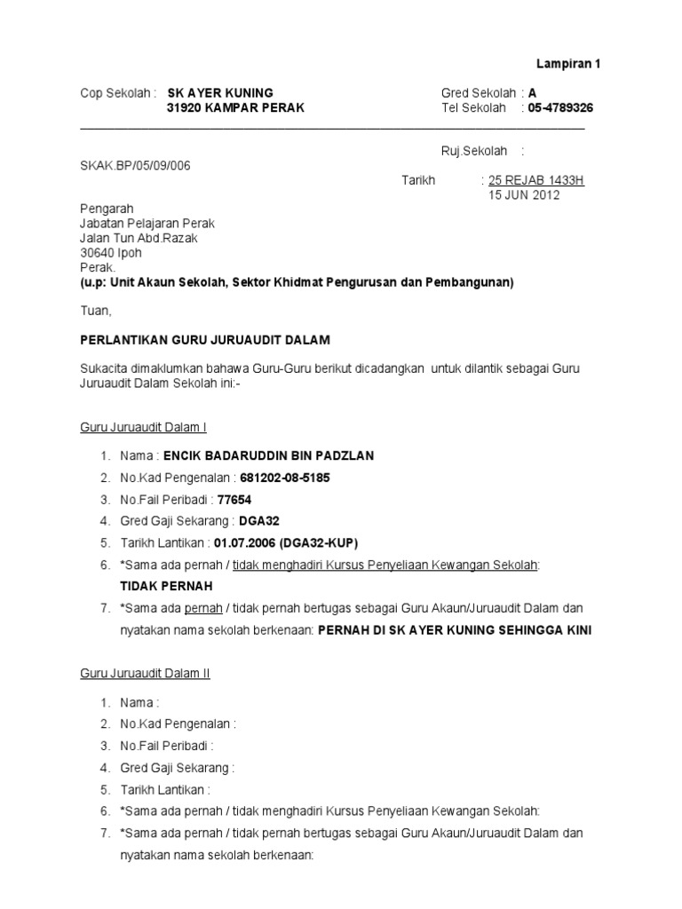 Contoh Surat Lantikan Juru Audit Dari Kpkt