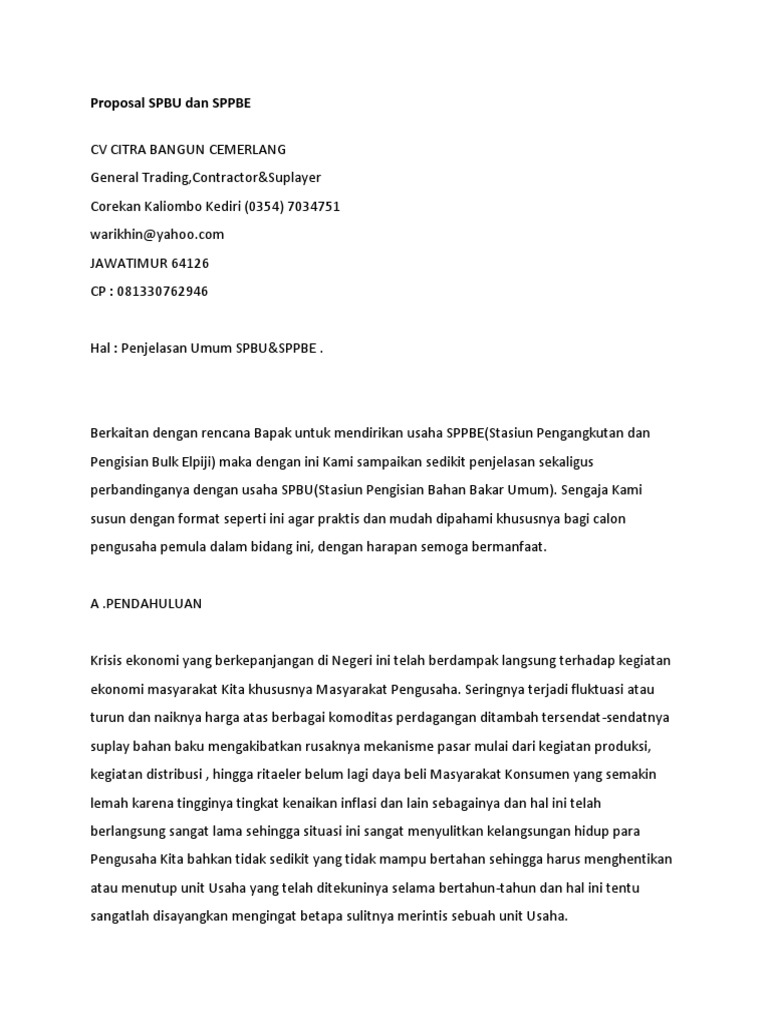 Perbandingan SPBU dan SPPBE | PDF