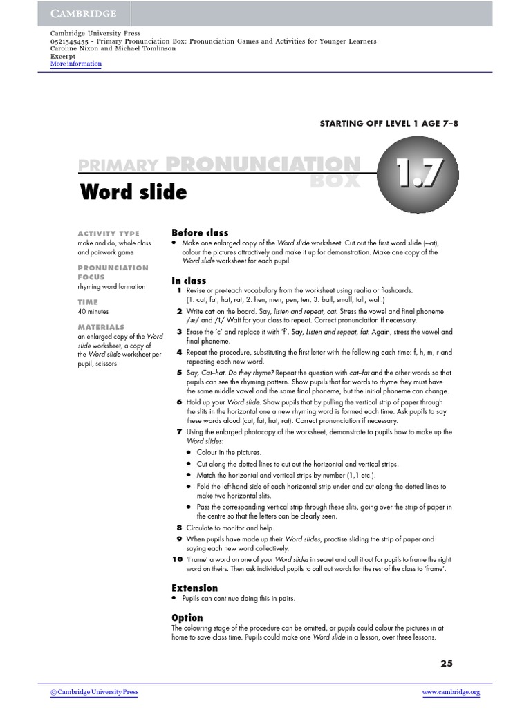 Primary Pronunciation Box PDF | PDF