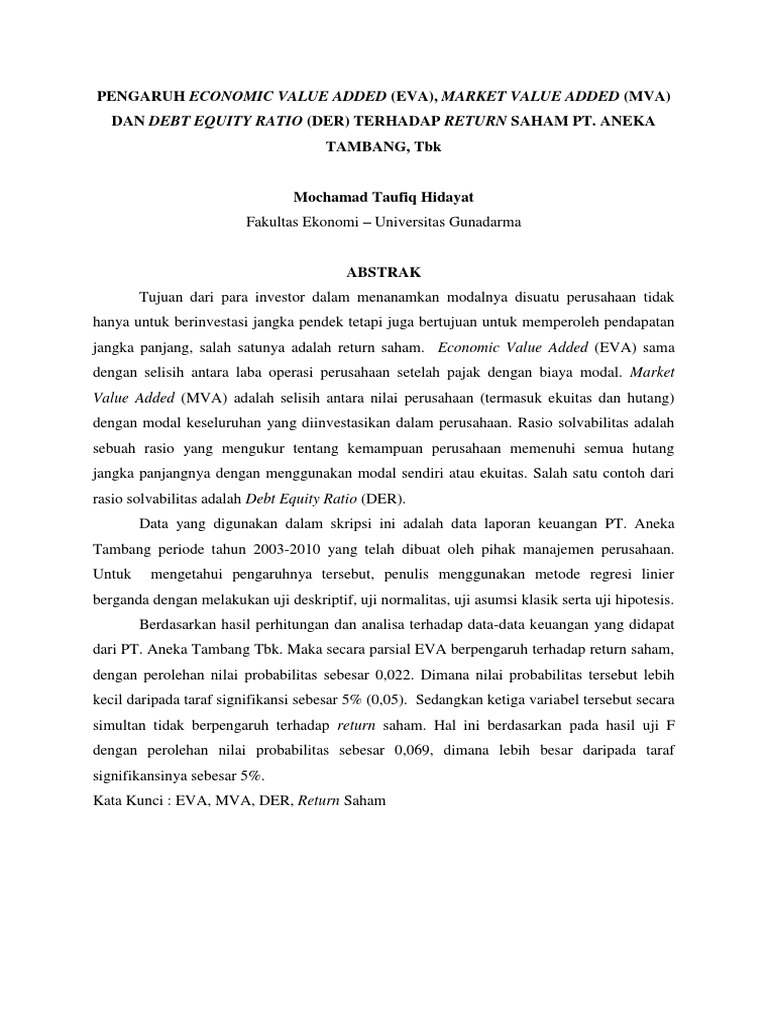 Eva Mva Trhdp Return Saham
