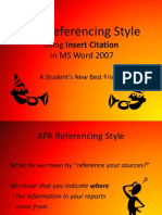 APA Referencing Style: Using Insert Citation in MS Word 2007