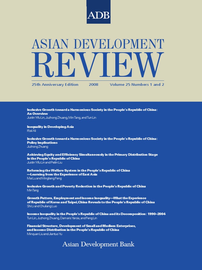 Asian Development Review - Volume 25, Numbers 1 and 2 | PDF | Economic ...
