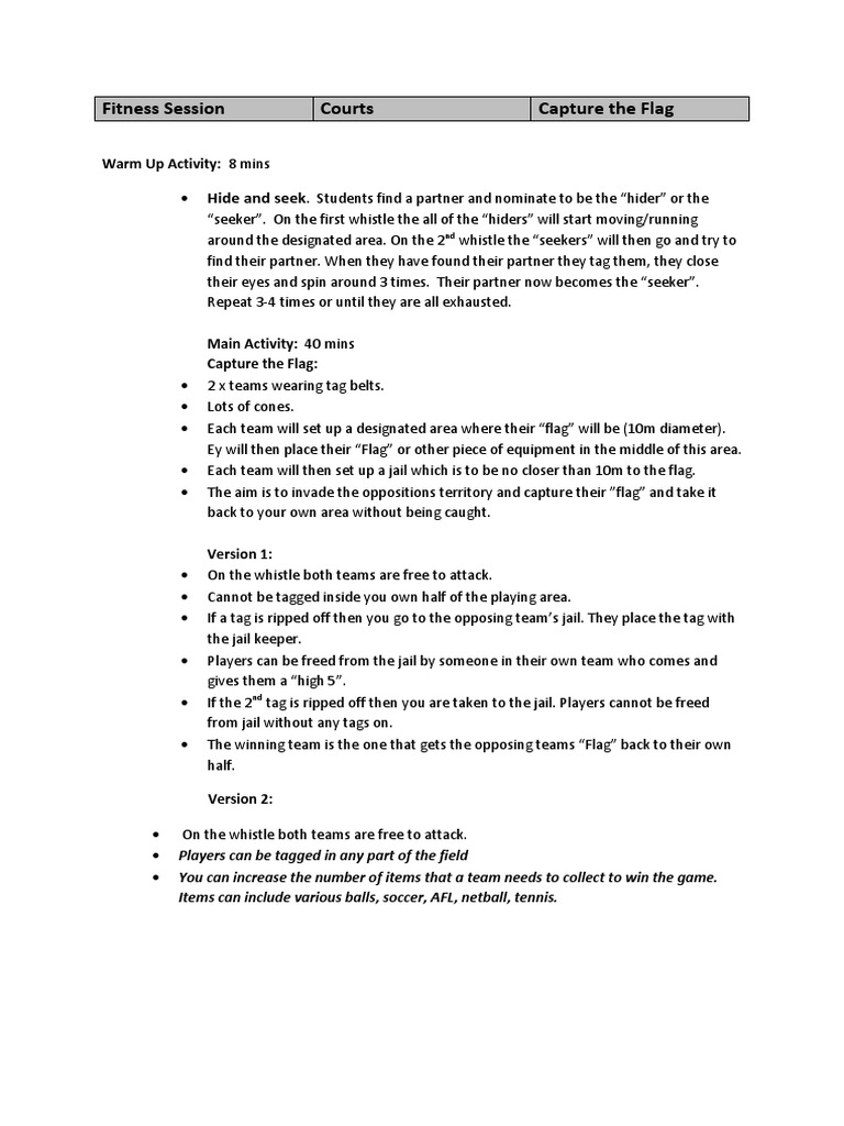 Capture the Flag PE Activity Guide | PDF | History