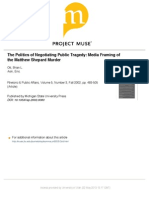 The Politics of Negotiating Public Tragedy: Media Framing of The Matthew Shepard Murder