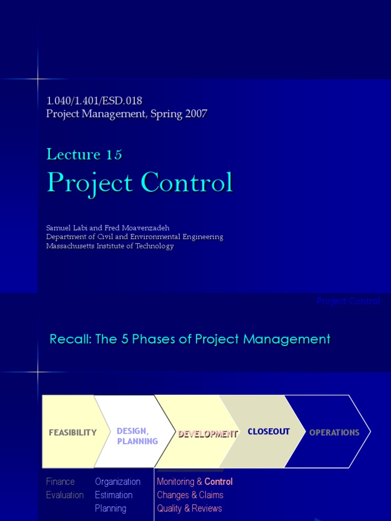 Lecture 15 Project Control | PDF | Trade Off | Control System