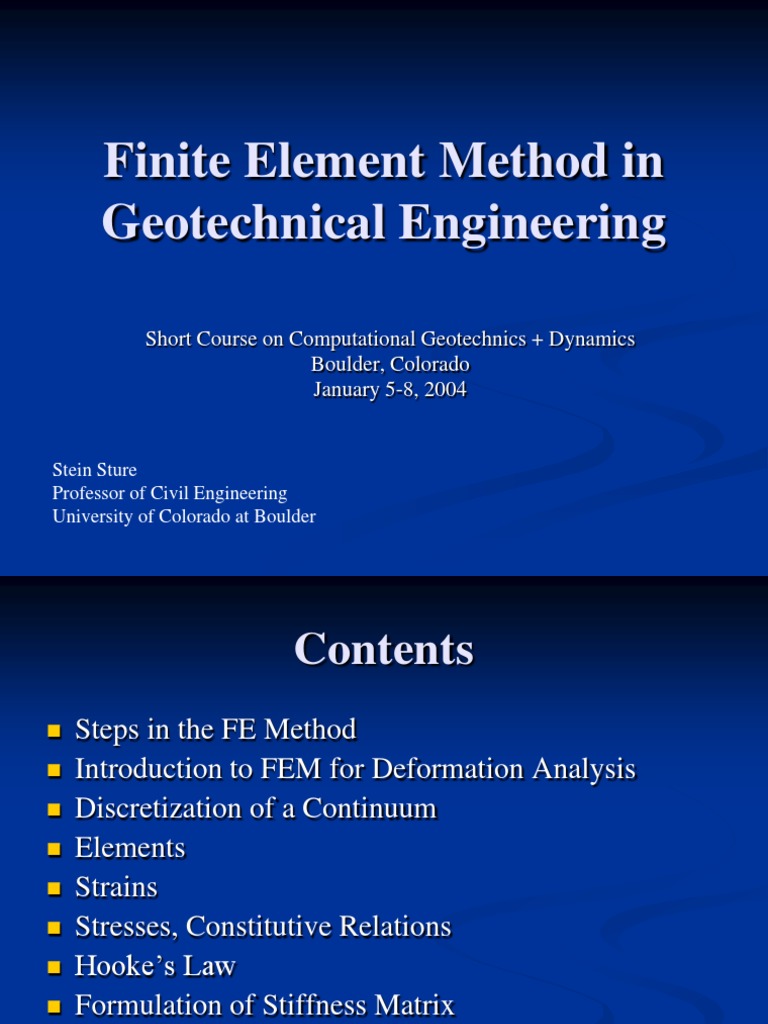 FEM in Geotechnical Engineering Course | PDF | Young's Modulus | Finite ...