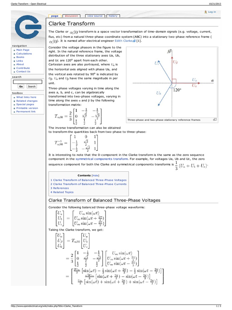 Clarke Transformation Overview | PDF | Cartesian Coordinate System ...