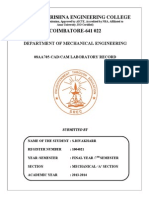 Sri Ramakrishna Engineering College COIMBATORE-641 022: Department of Mechanical Engineering