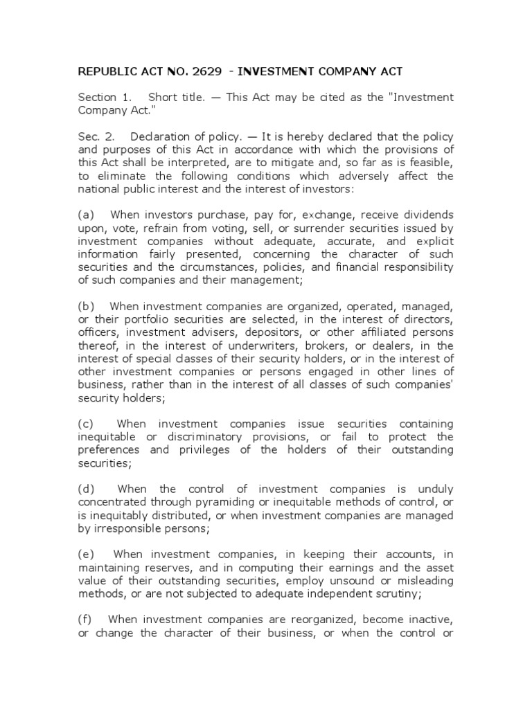 The Investment Company Act.pdf Securities (Finance) Bonds (Finance)