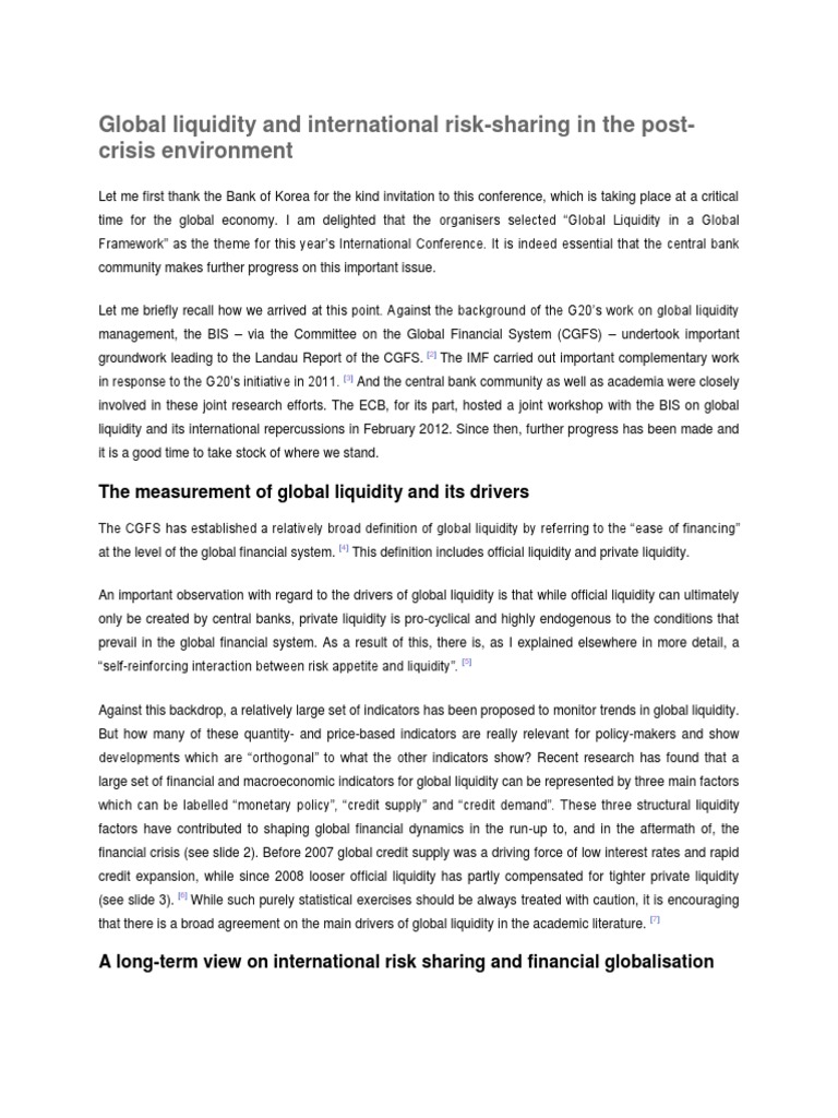 Global Liquidity and Risk-Sharing Trends | PDF | Global Financial ...