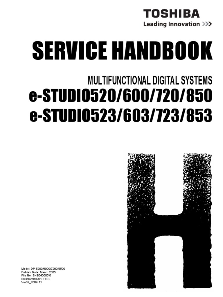 Service Handbook-TOSHIBA eStudio 520, 523, 600, 623, 720, 723, 850, 853