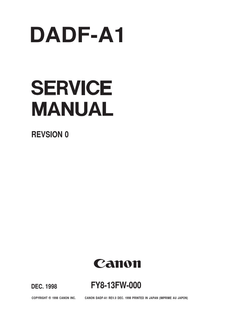 Canon DADFA1 Service Manual Photocopier Electronic Circuits