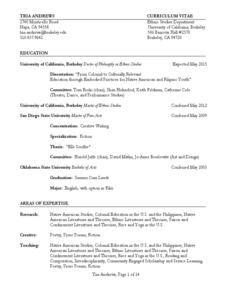 Curriculum vitae format in word picture