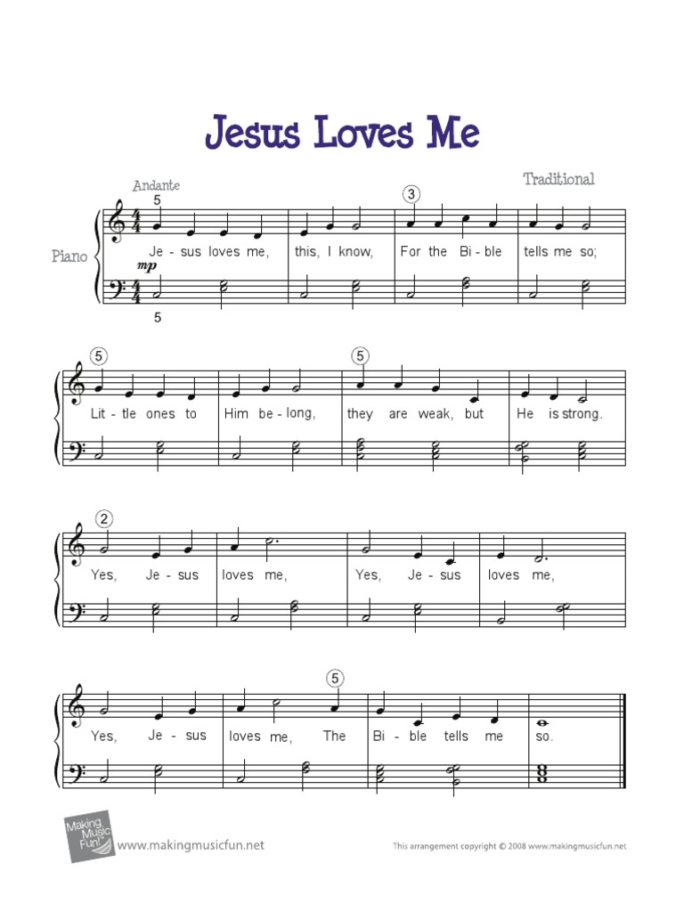 Jesus Loves Me Easy Piano Solopdf