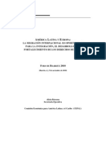 AMÉRICA LATINA Y EUROPA LA MIGRACIÓN INTERNACIONAL ES OPORTUNIDAD PARA LA INTEGRACIÓN EL DESARROLLO Y EL FORTALECIMIENTO DE LOS DERECHOS HUMANO