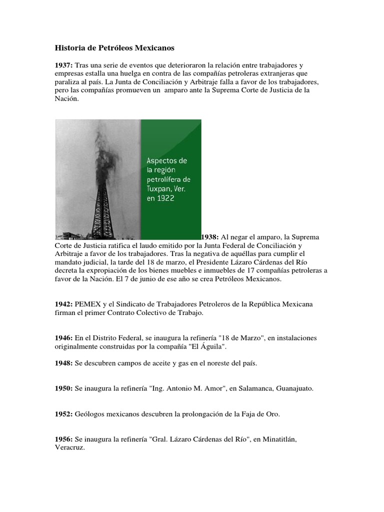 Historia de Petróleos Mexicanos Petróleo México