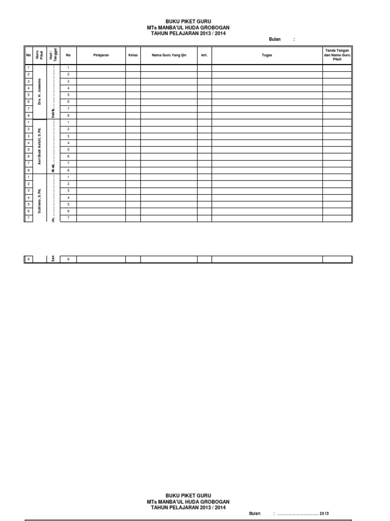 Jurnal Guru Piket 1 Xls