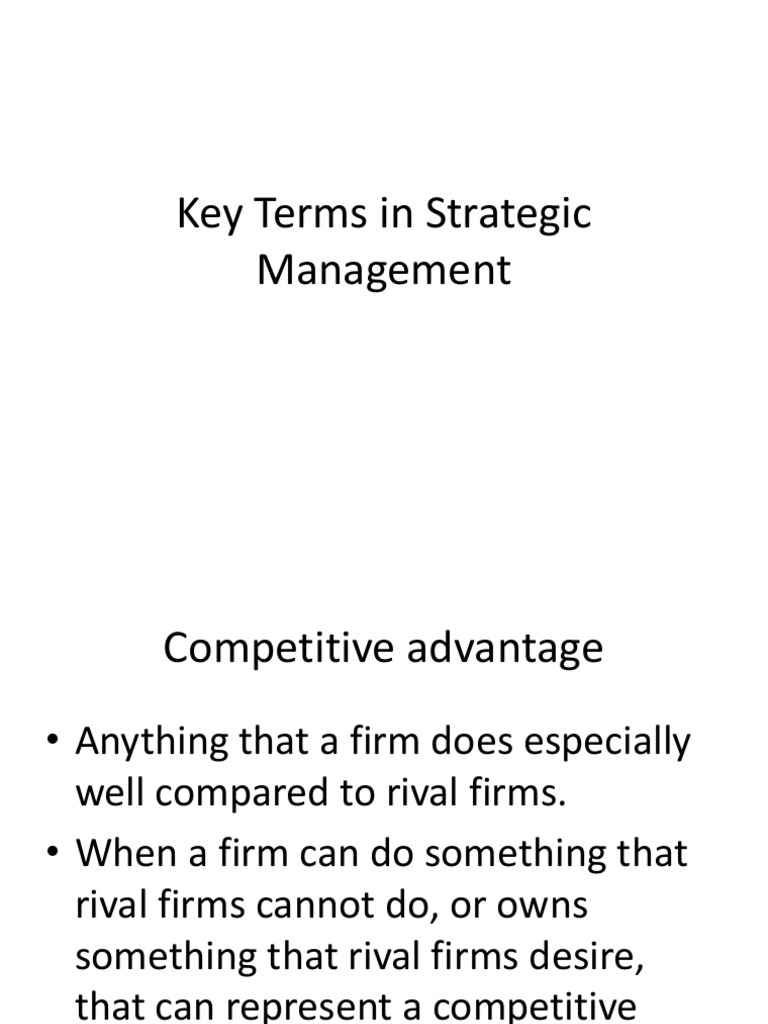 Key Terms in Strategic Management | PDF | Strategist | Strategic Management