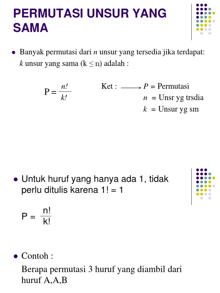 Permutasi Unsur Yang Sama Ppt