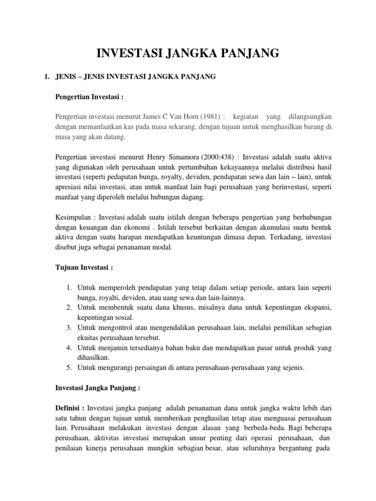 Investasi Jangka Panjang