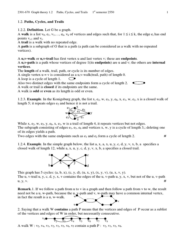 Graph Theory: Paths, Cycles, Trails | PDF