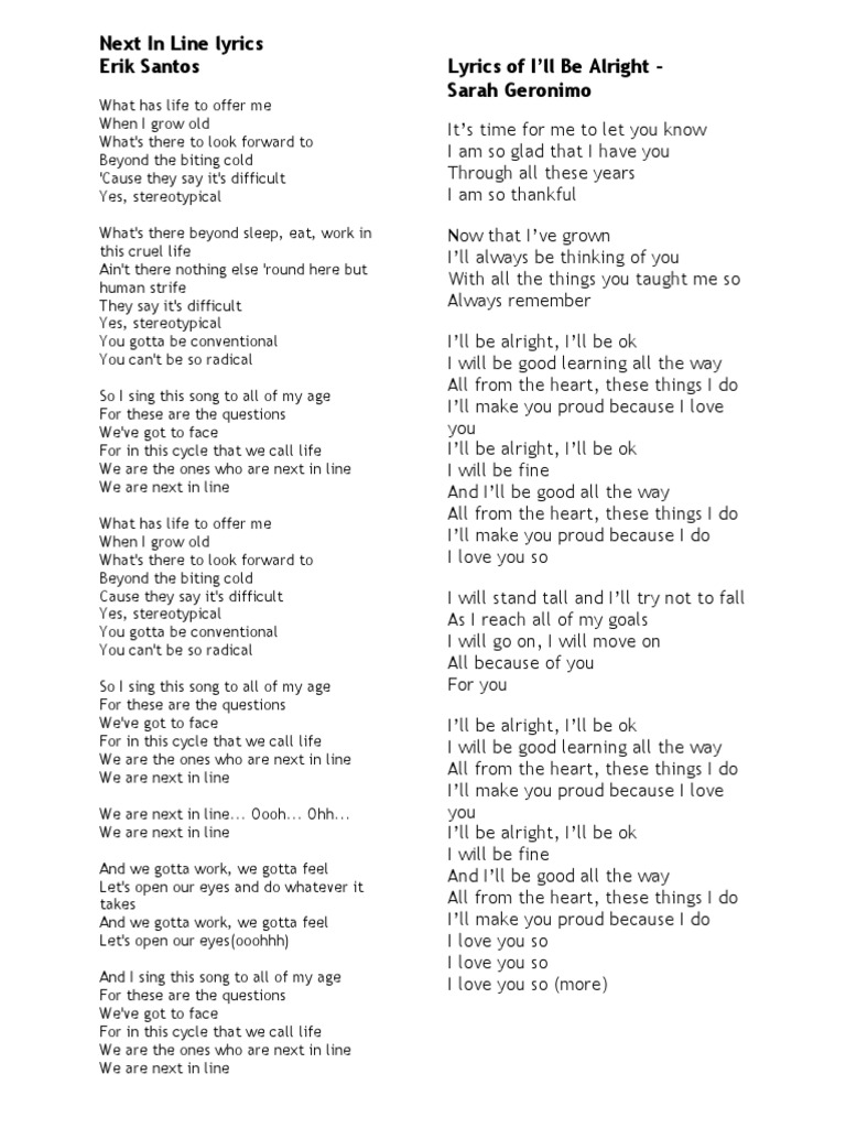 Next In Line Lyrics Graduate Song Doc