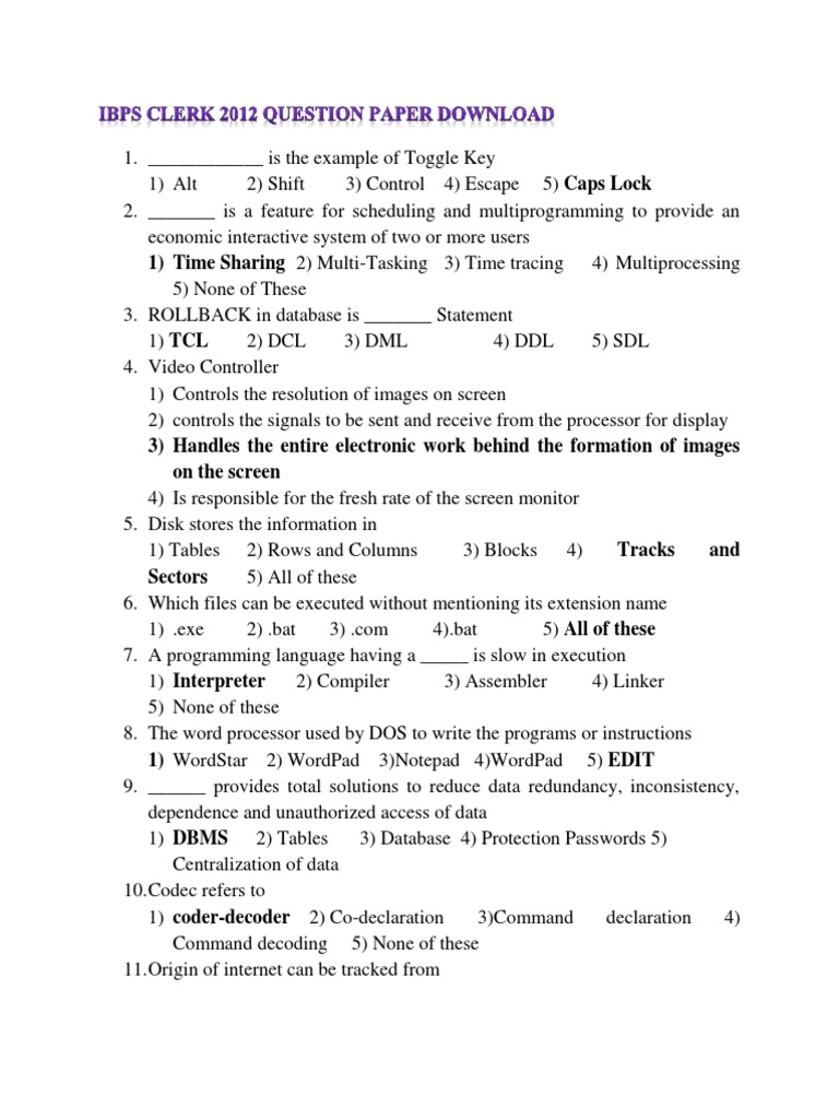 IBPS Clerk Exam Prep Guide | PDF | Computers