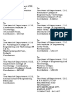 CSE Head Letter Coimbatore Colleges