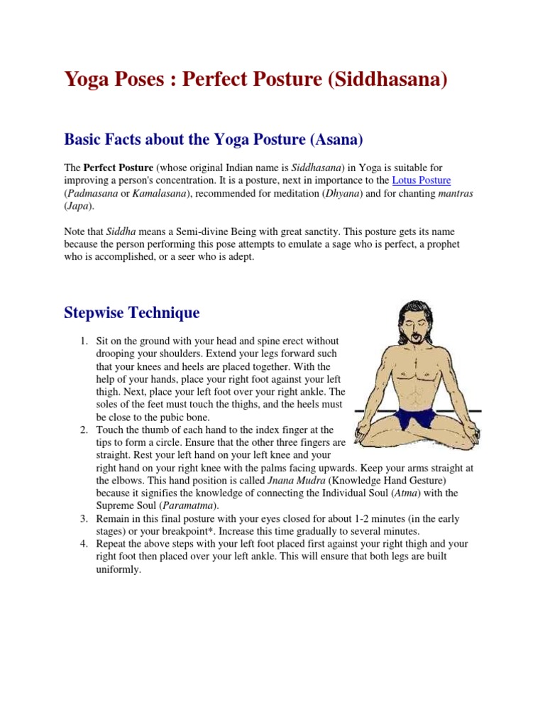 Yoga Poses - Perfect Posture (Siddhasana) | PDF | Yoga | Hand