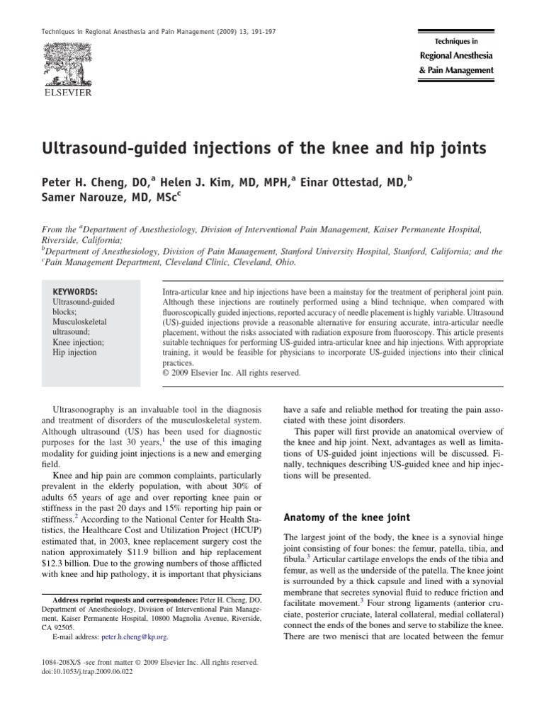 Cheng et al. (2009) Ultrasoundguided injections of the knee and hip joints.pdf Knee