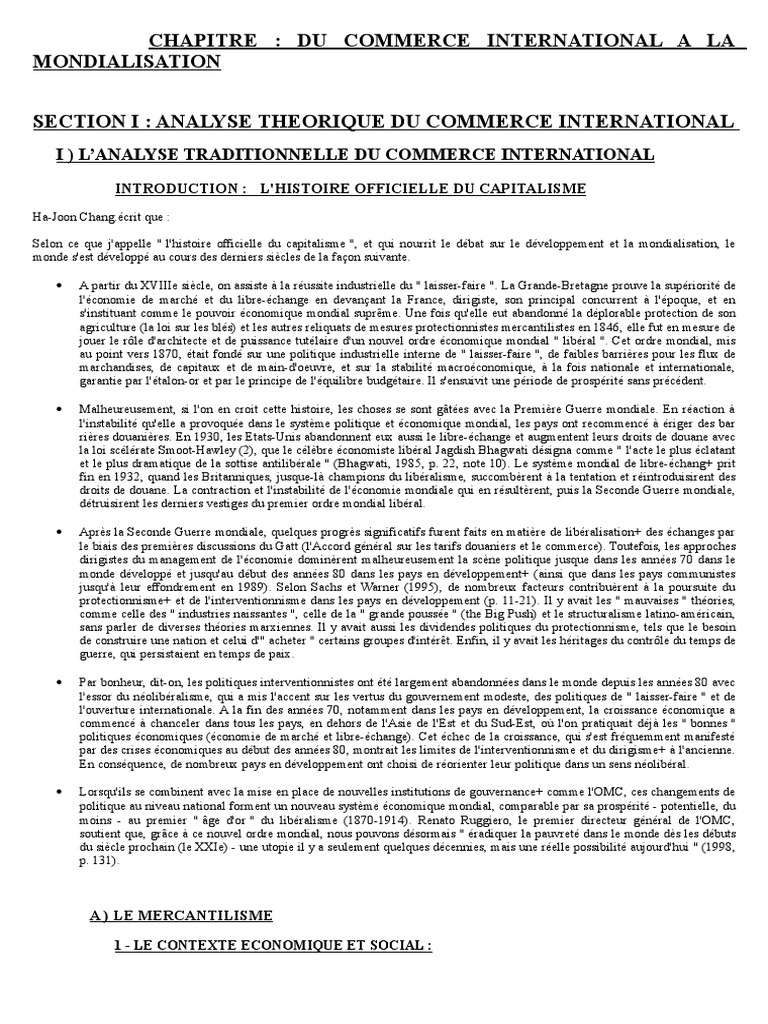 Fiche - Du Commerce International À La Mondialisation | PDF