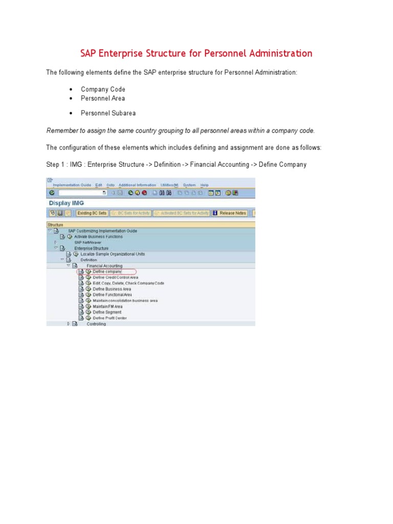 Sap Hcm Enterprise Structure For Personnel Administration Doc