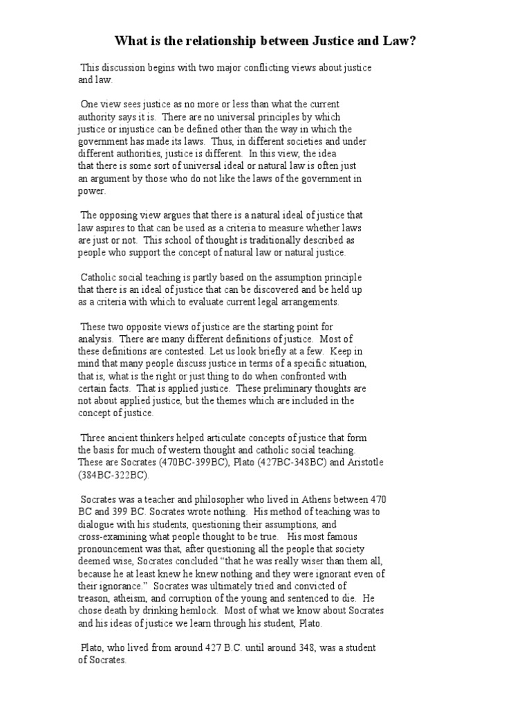 What Is The Relationship Between Justice and Law? PDF Socrates