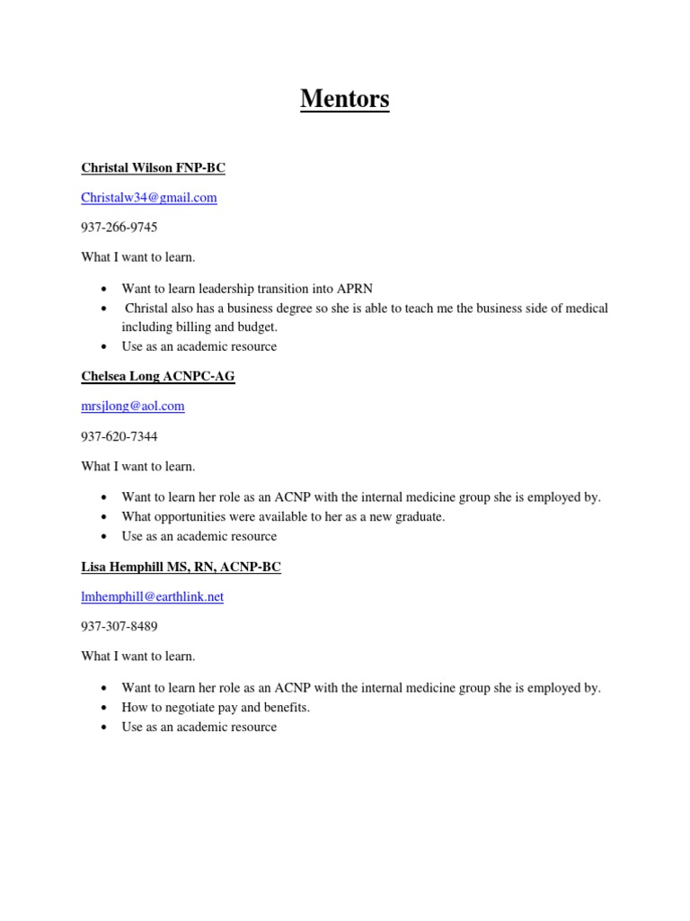 Mentors | PDF | Career & Growth
