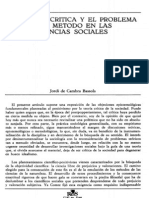LaTeoria Critica Al Problema Del Metodo en Las Ciencias Sociales