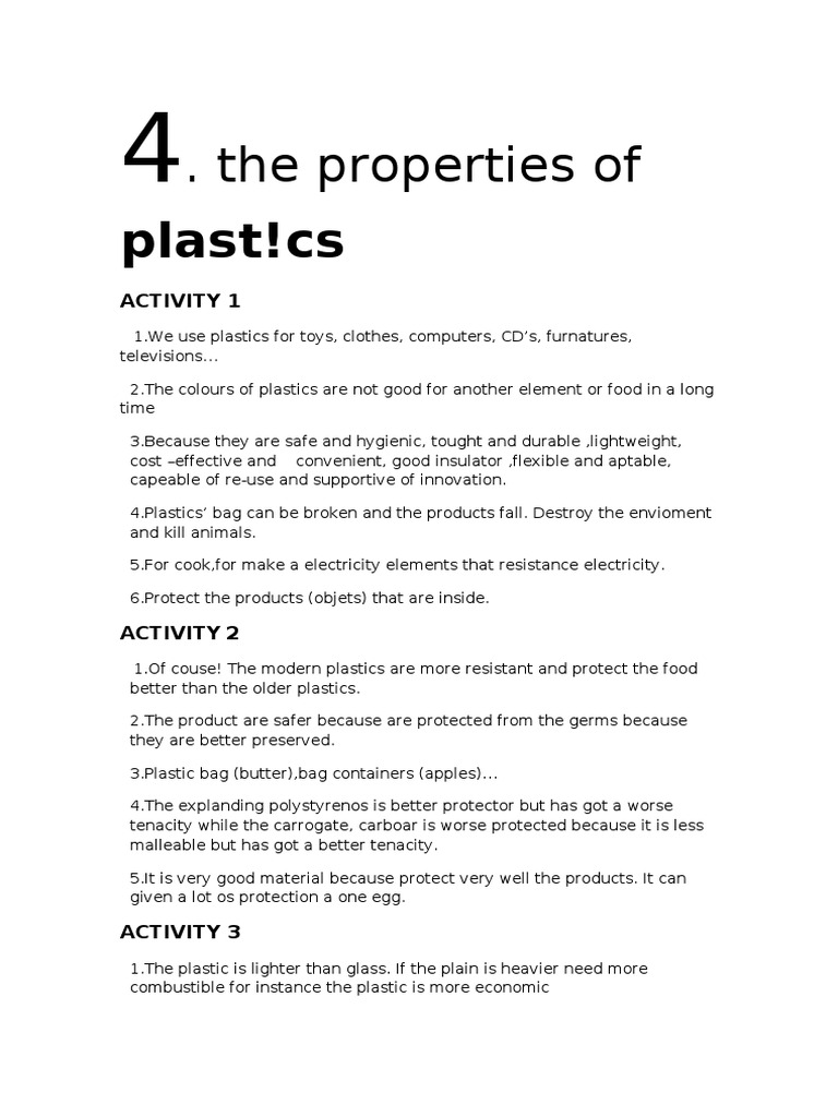 Properties and Impact of Plastics | PDF | Science & Mathematics