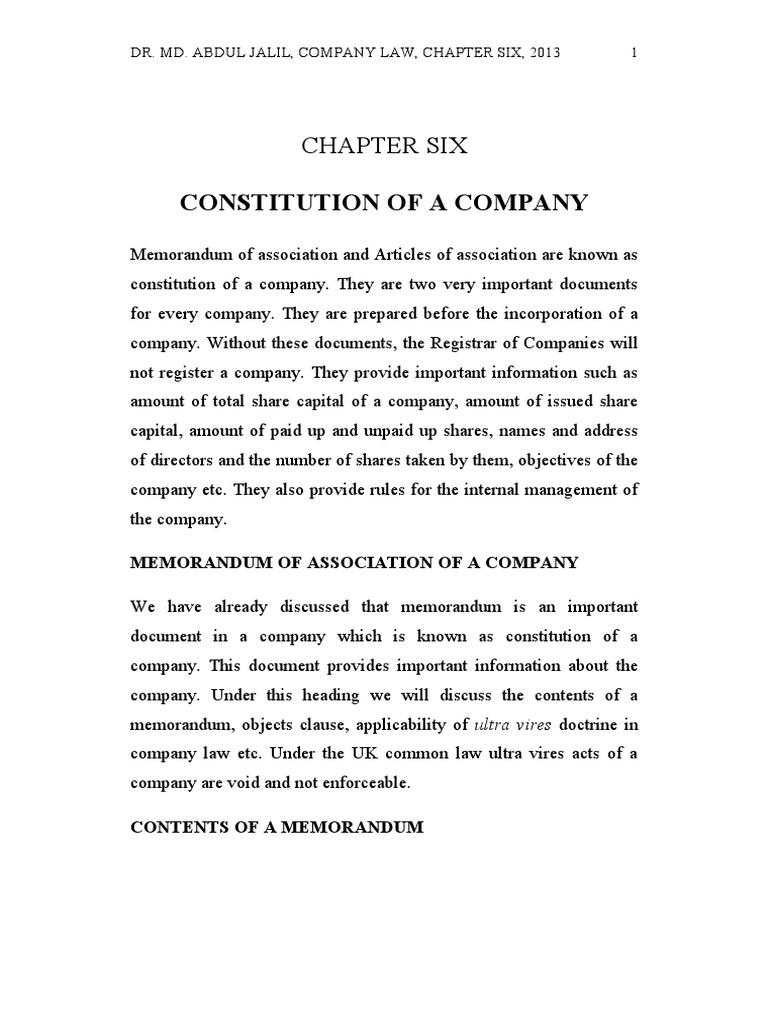 CHAPTER 6 Constitution of Company PDF Articles Of Association