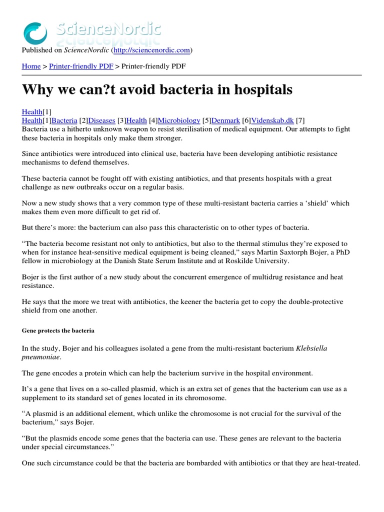 Why We Can?t Avoid Bacteria in Hospitals: Home Printer-Friendly PDF ...