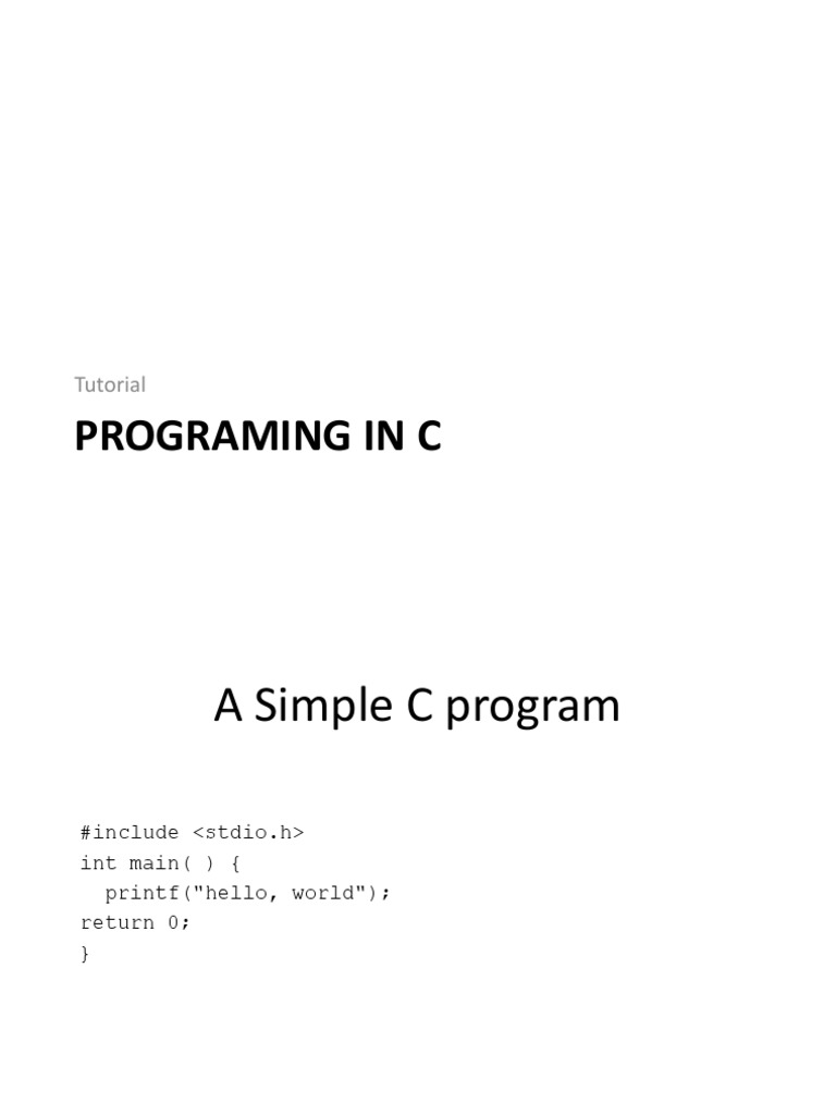 C Programming Basics Tutorial | PDF | C (Programming Language ...